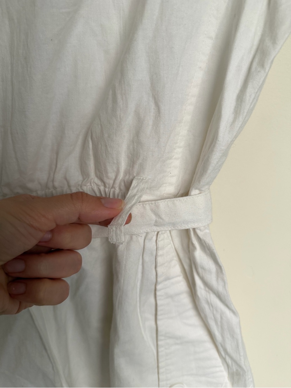 EGO Vintage ($130) 100% Cotton White Belted Utility Romper SzL Summer Minimalist - Picture 6 of 15